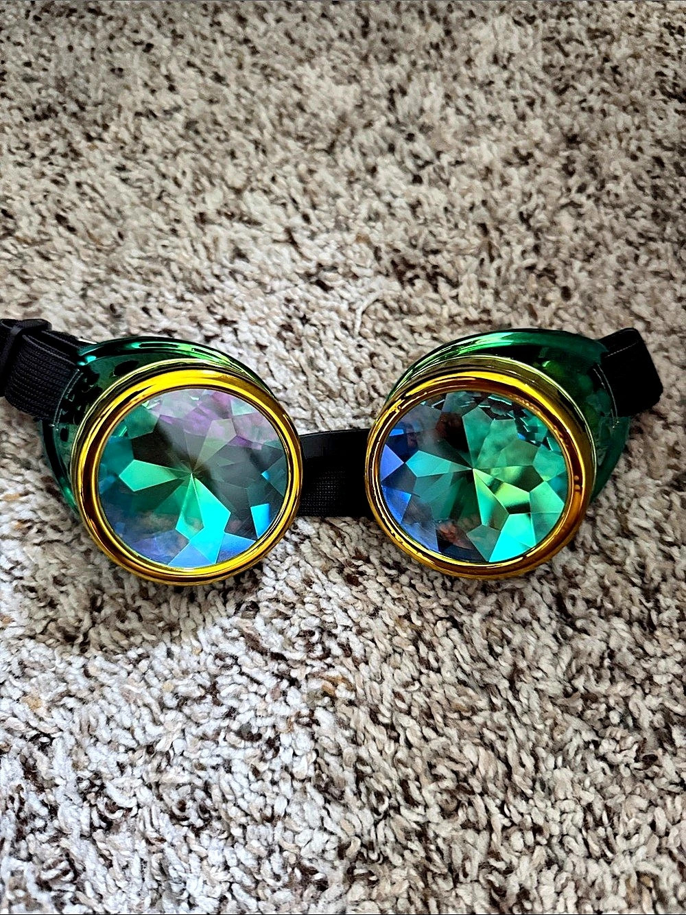Gemstone Lens Goggles in Green & Gold Like New